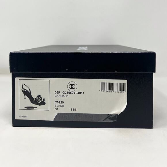 Chanel 06P G25060 Black Slingback Heels Camellia Bow 2006 Archive Y2K - Picture 7 of 8